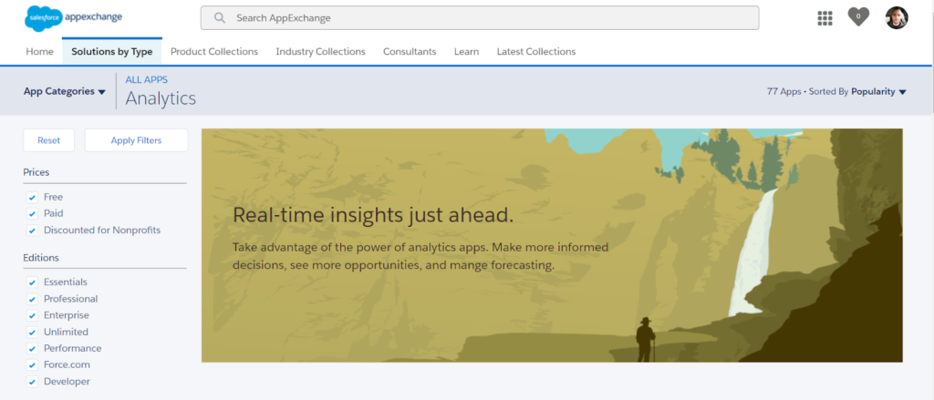 Analytics category of Salesforce AppExchange