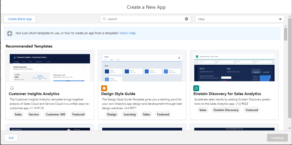 Step 2.2 - Click on Create, then select App, and find Value Analytics