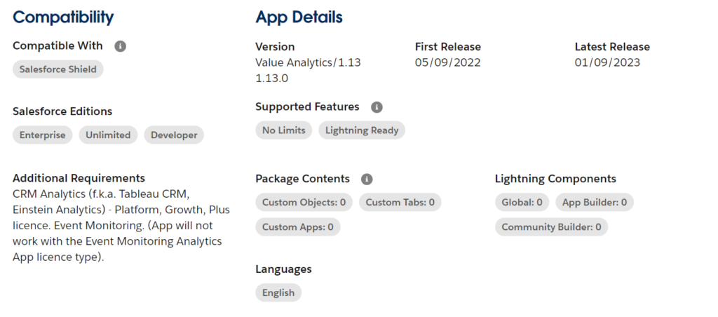 Value Analytics App Details