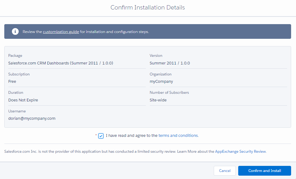 Confirm Installation Details