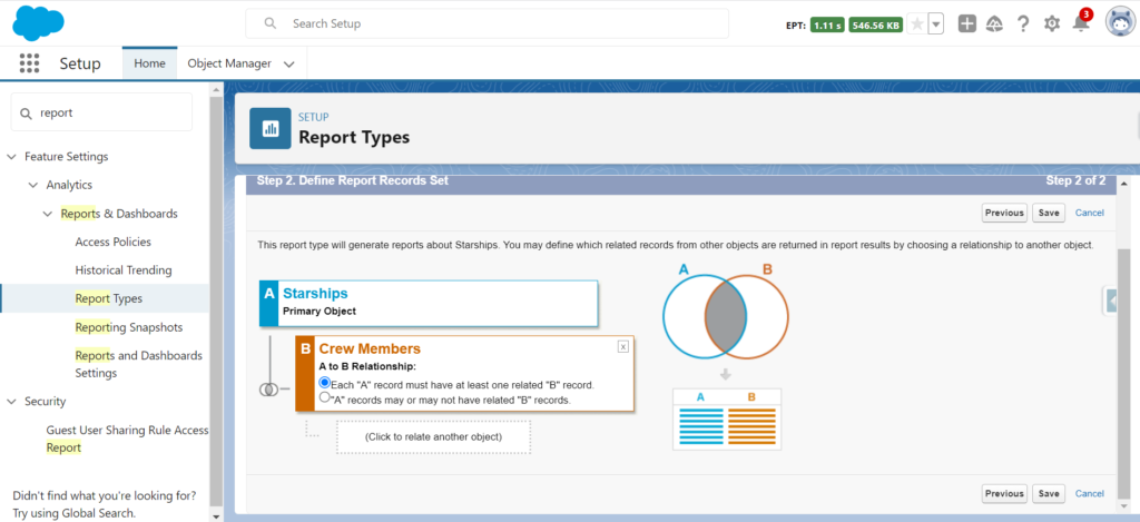 Select source Object for reports