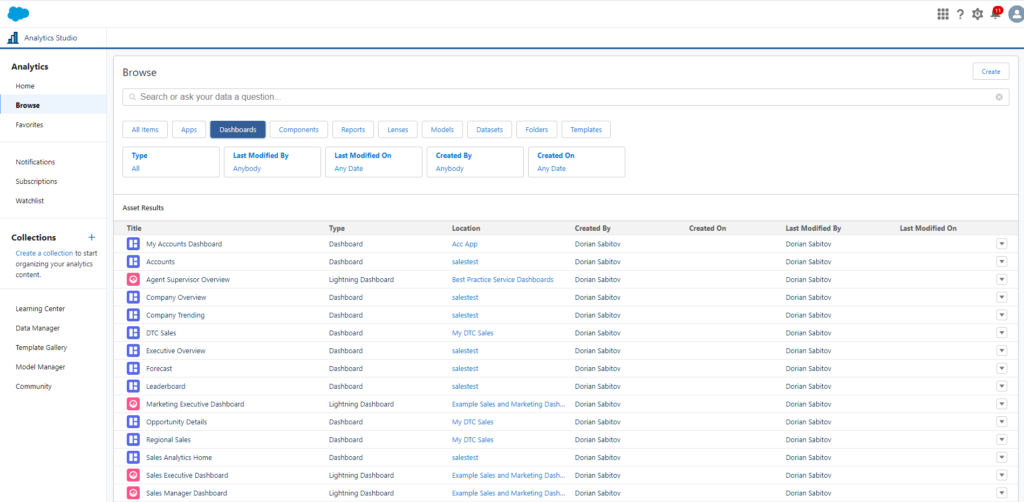 Step 2.1 - Select a dashboard