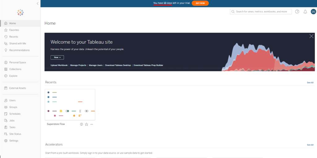 Step 3.2 - Homepage of your Tableau site