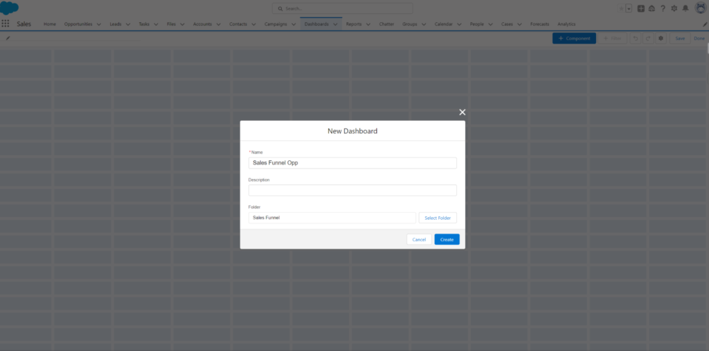 Open Dashboards and Select Create New Dashboard