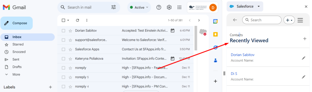 Einstein Activity Capture interaction with contacs