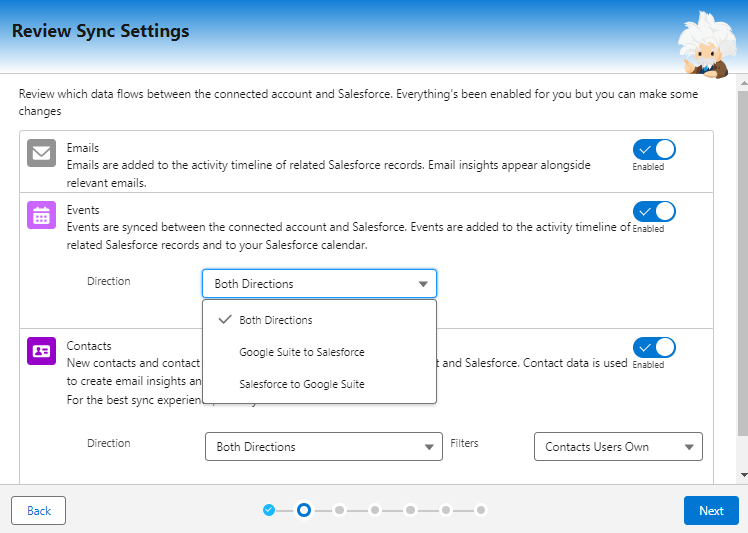 Review Sync Settings