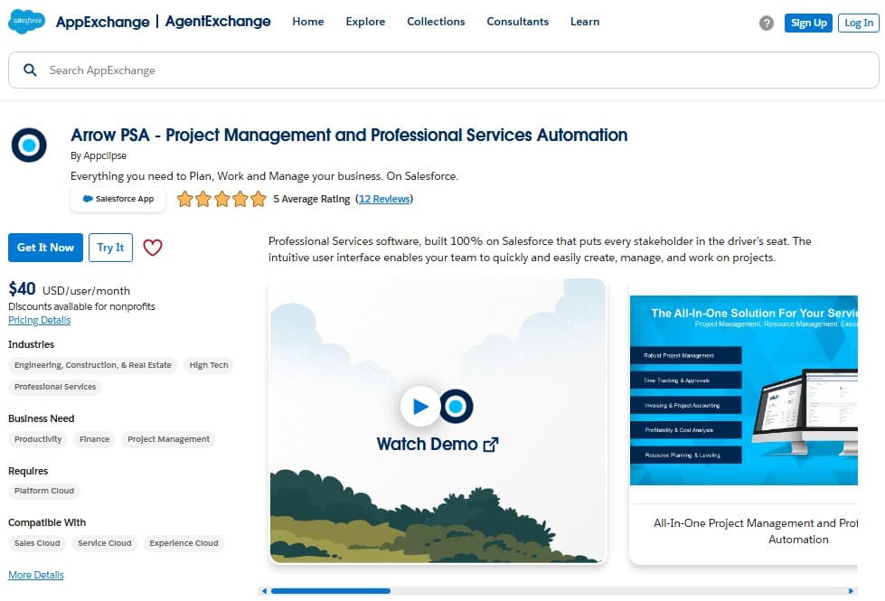 Arrow PSA on AppExchange