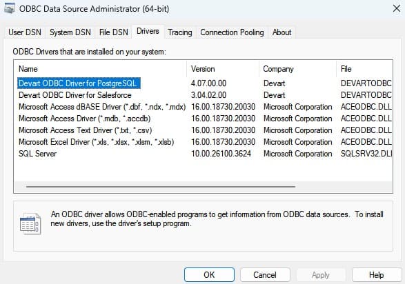 ODBC Data Source Administrator, an in-build Windows tool