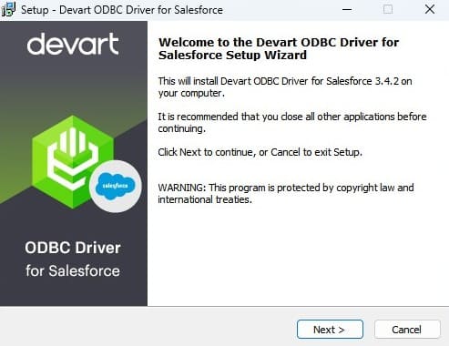 Setup Wizard for Devart ODBC Driver for Salesforce
