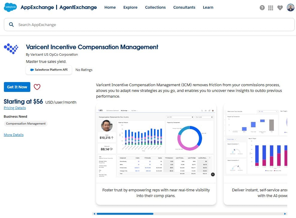 Varicent Incentive Compensation Management on AppExchange