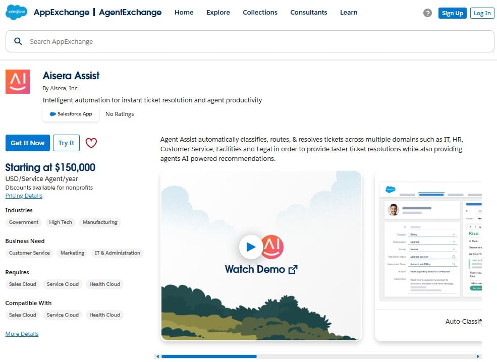 Aisera Assist on AppExchange