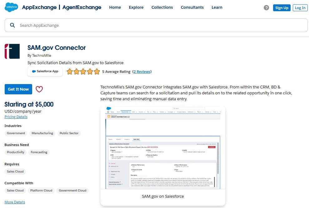 SAM.gov Connector on AppExchange