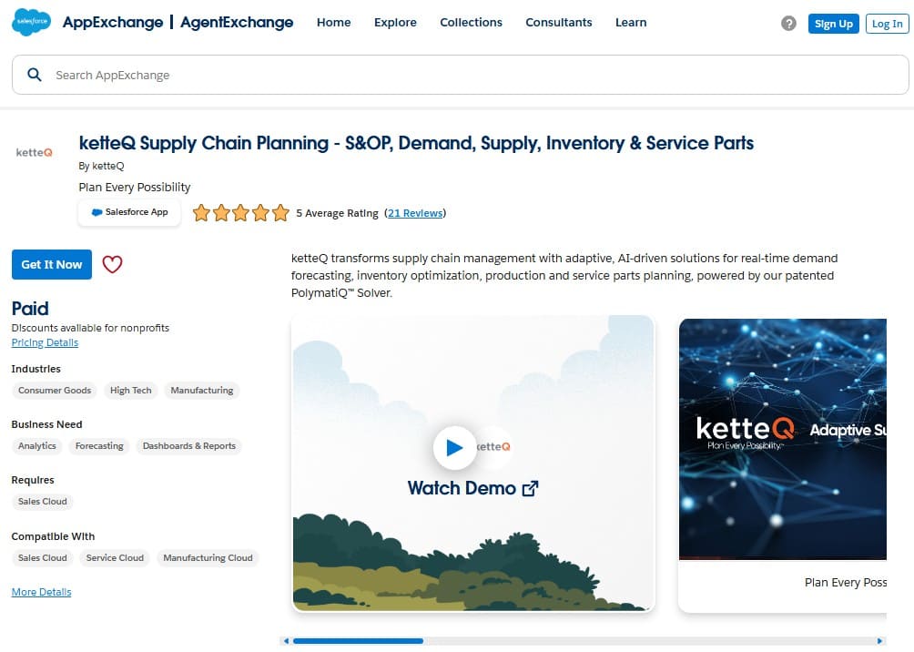 ketteQ Supply Chain Planning on AppExchange