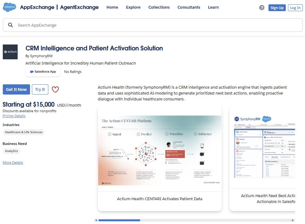 Actium Health CRM Intelligence and Patient Activation Solution on AppExchange