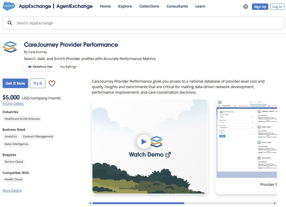 CareJourney Provider Performance on AppExchange