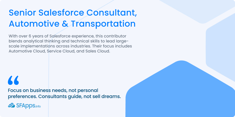 Senior Salesforce Consultant, Automotive & Transportation