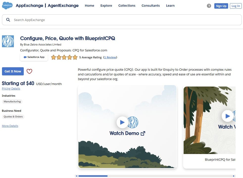 BlueprintCPQ on AppExchange