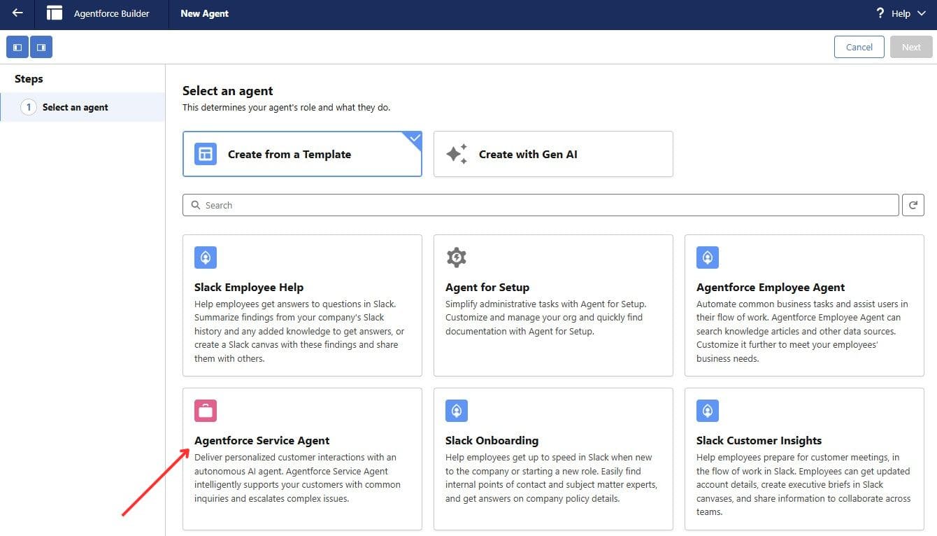Creating Agentforce Agents from a Template