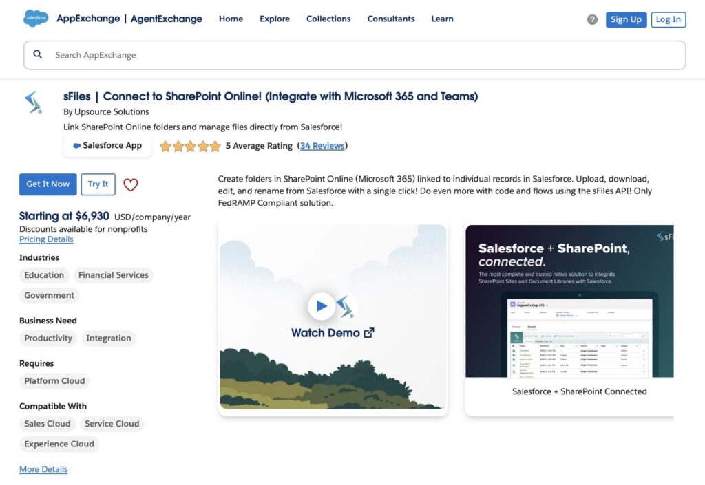 sFiles Salesforce SharePoint AppExchange