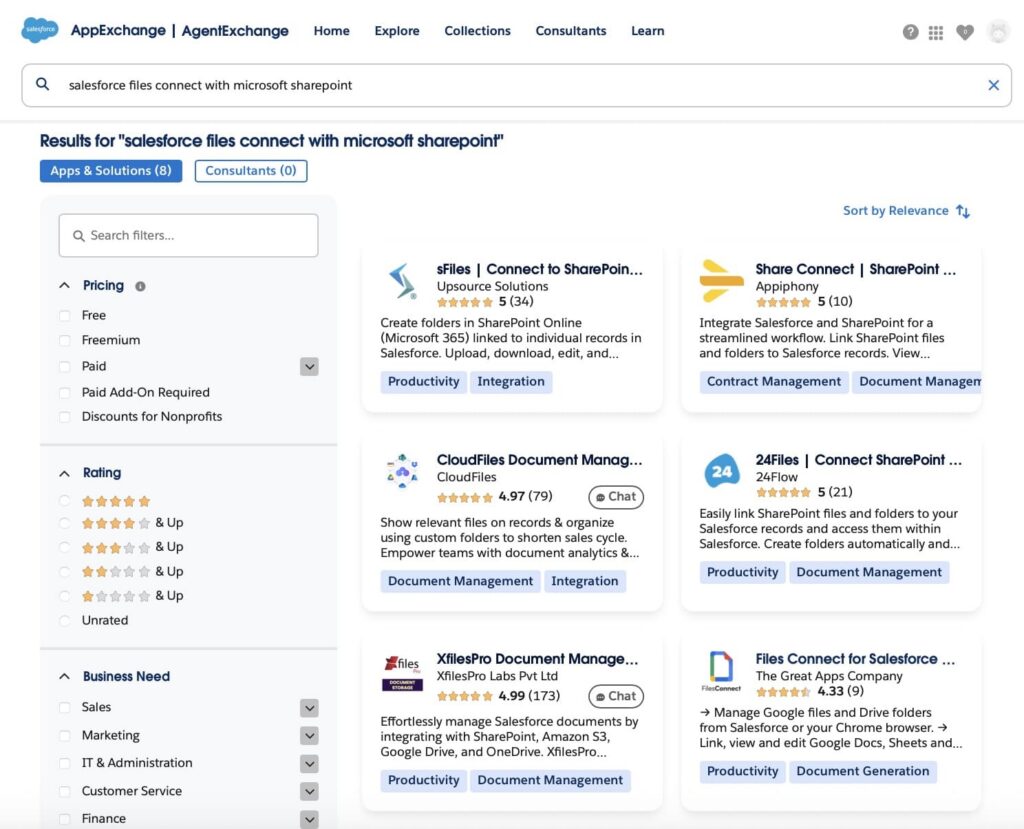 sFiles in AppExchange Search