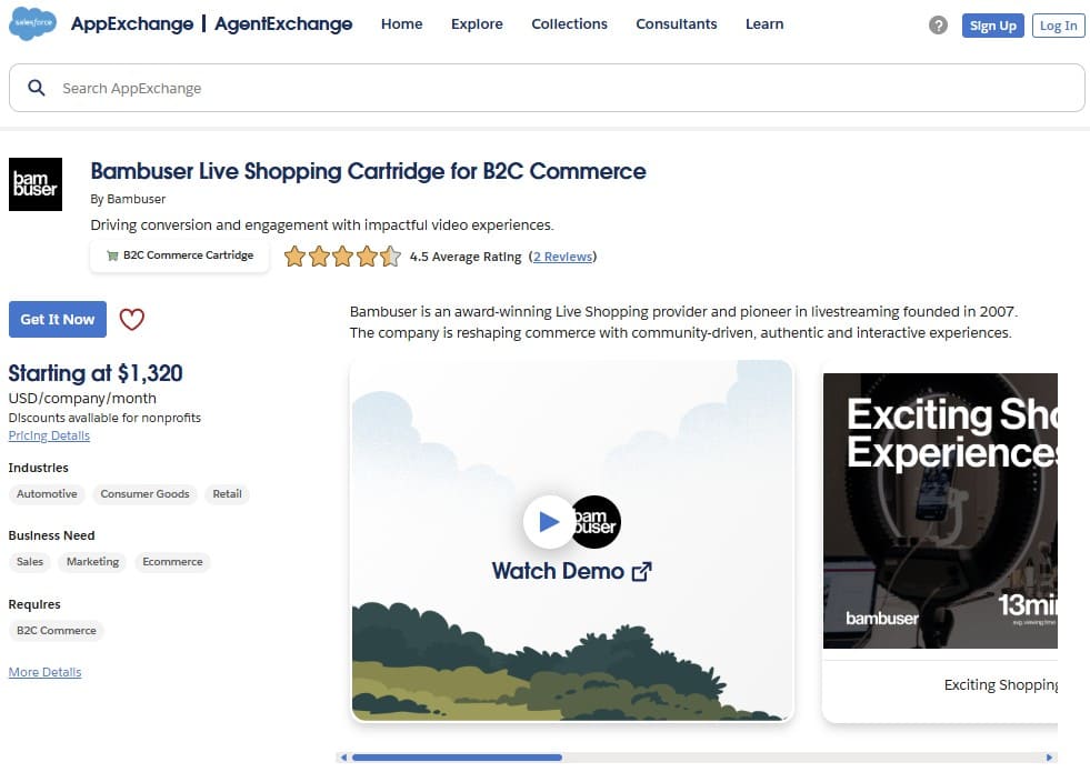 Bambuser on AppExchange