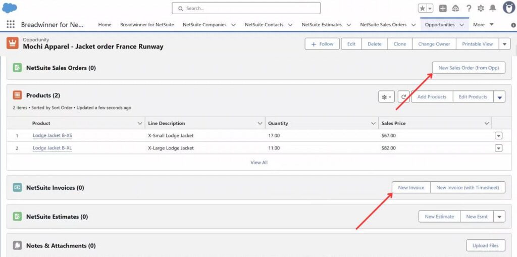 Buttons to create NetSuite records inside Salesforce