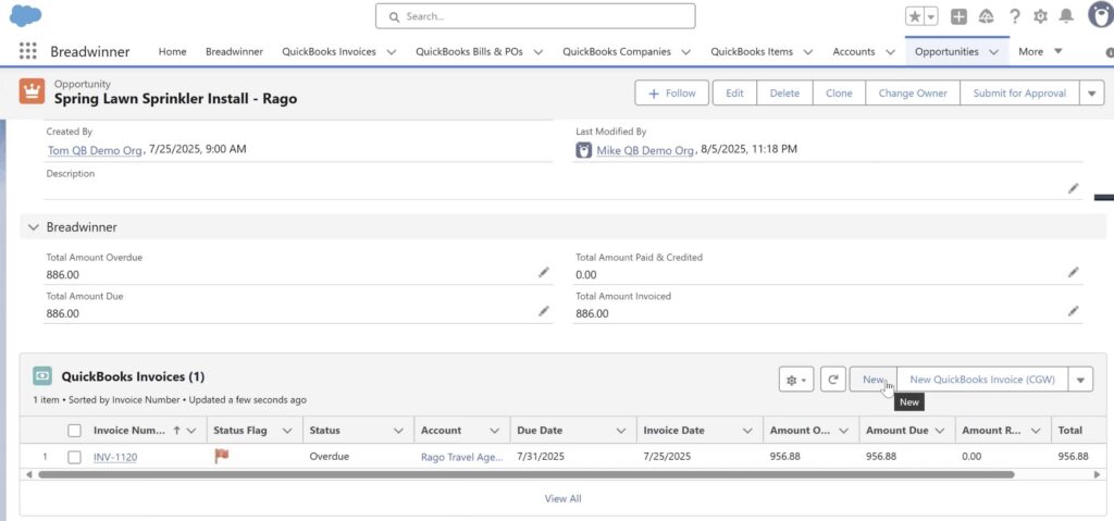 Create Invoice from Opportunity