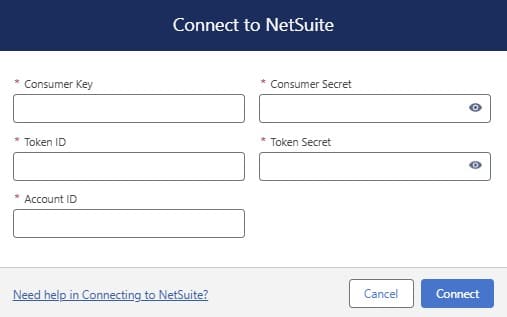 Entering NetSuite credentials