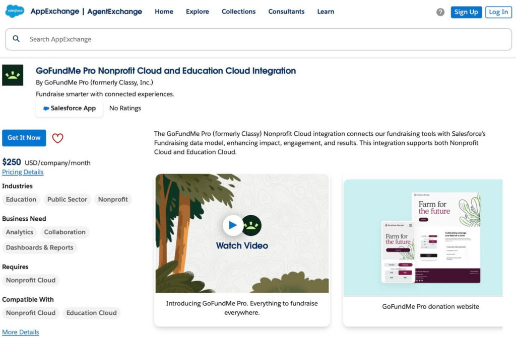 GoFundMe Pro Nonprofit Cloud and Education Cloud Integration