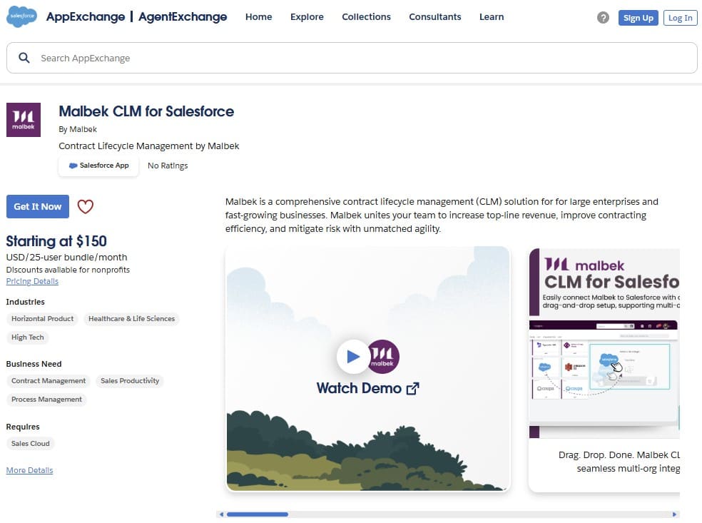 Malbek CLM on AppExchange