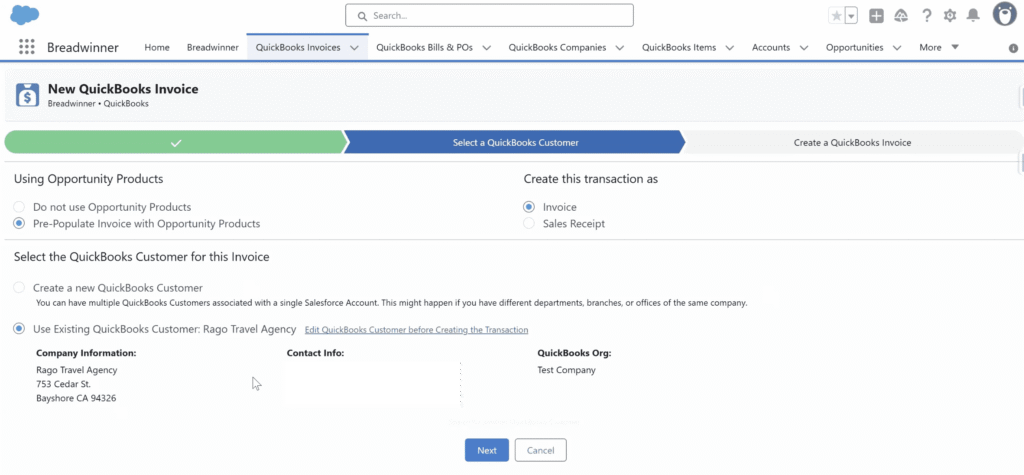 New Quickbooks Invoice