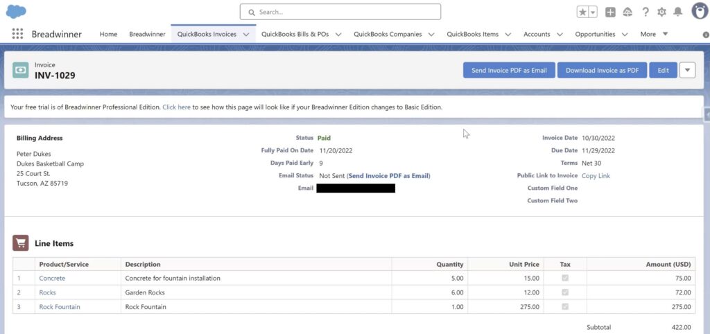 Quickbooks Invoices