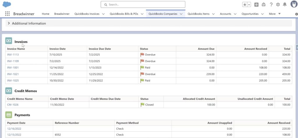 Related Invoices and Payments