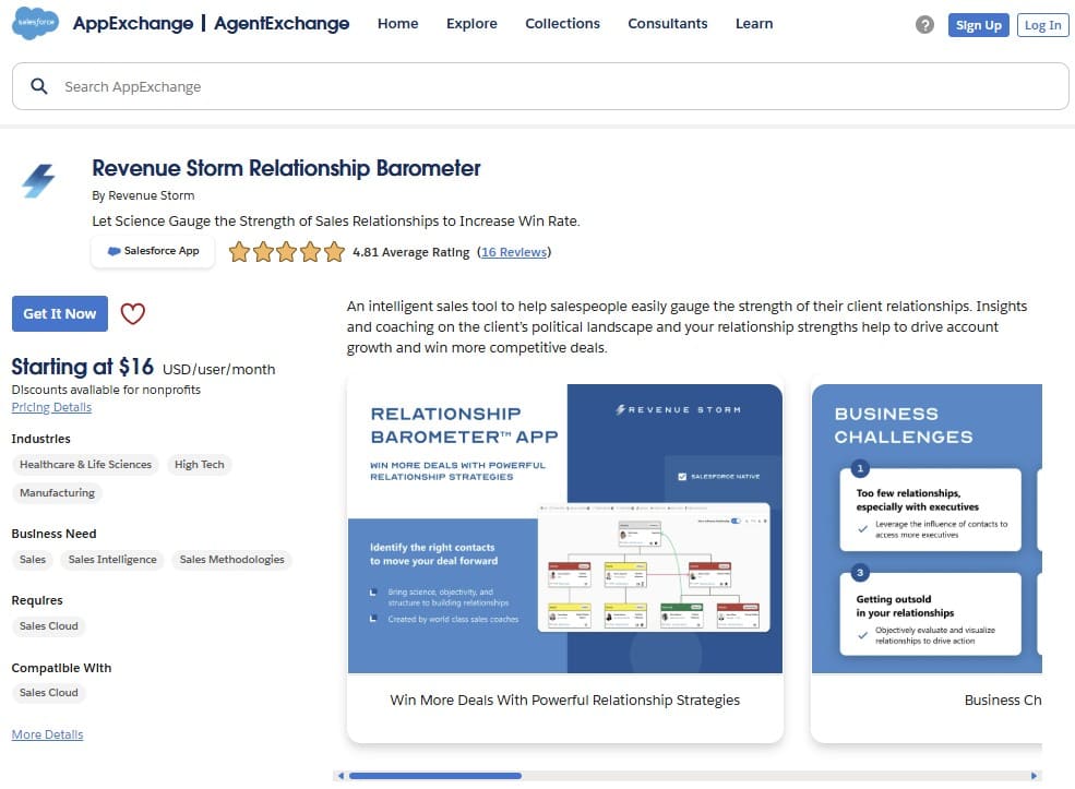 Revenue Storm Relationship Barometer on AppExchange