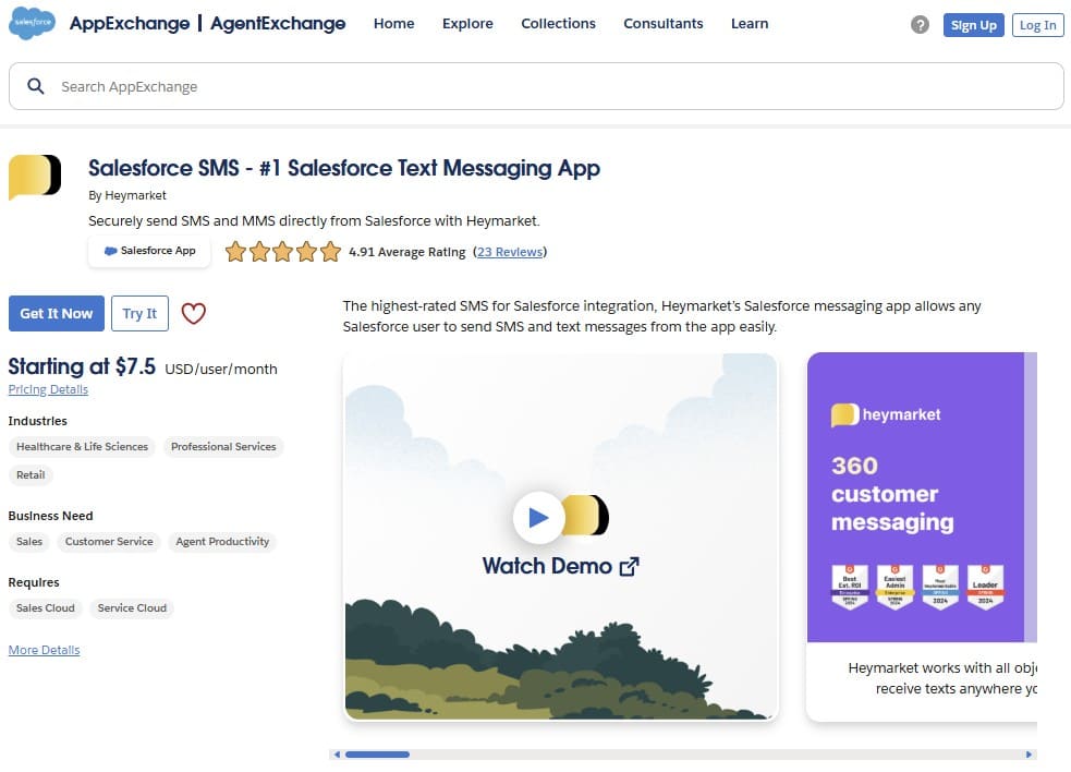 Salesforce SMS on AppExchange