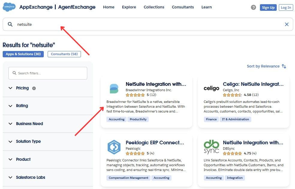 Search for Breadwinner for NetSuite on AppExchange
