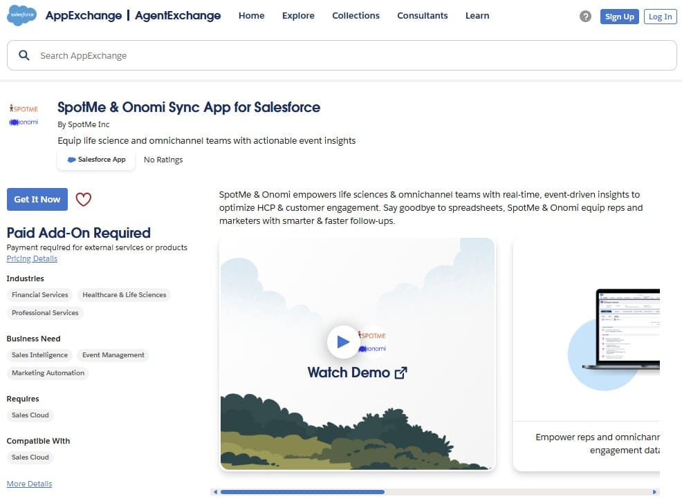 SpotMe & Onomi Sync App on AppExchange