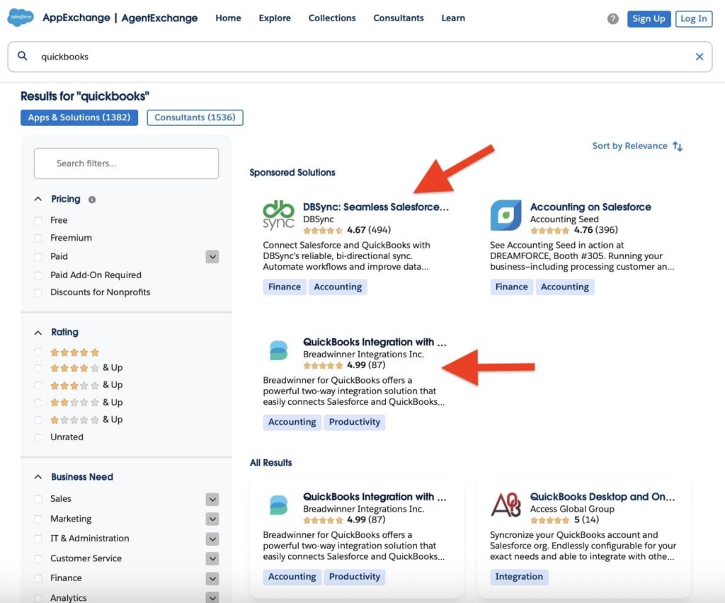 QuickBooks Integration on AppExchange