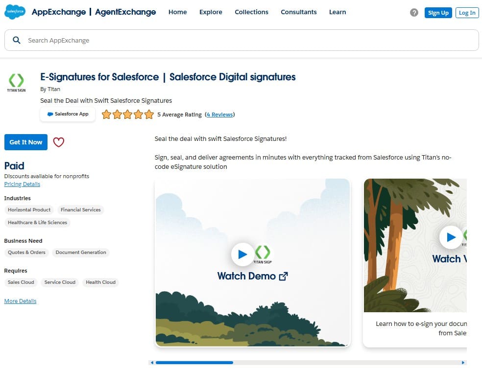 Titan E-Signatures on AppExchange