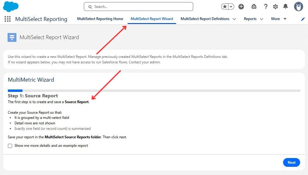 App interface with the Wizard tab open