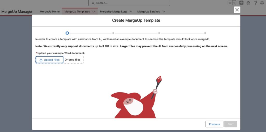 Create MergeUp Template
