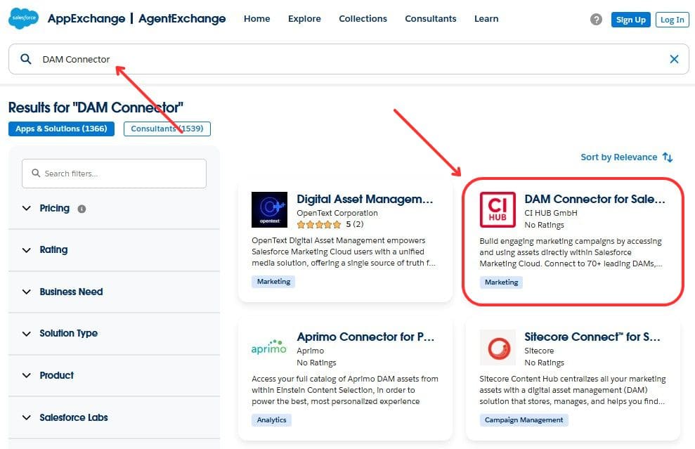 DAM connectors on AppExchange