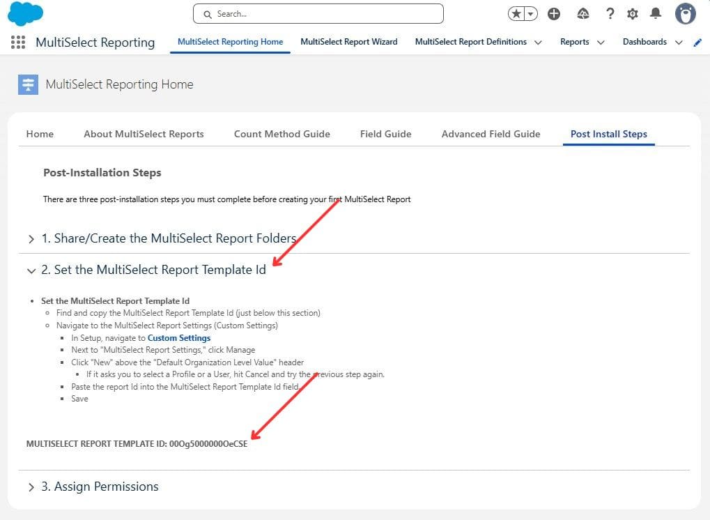 Find Template ID on “Post Install Steps” subtab
