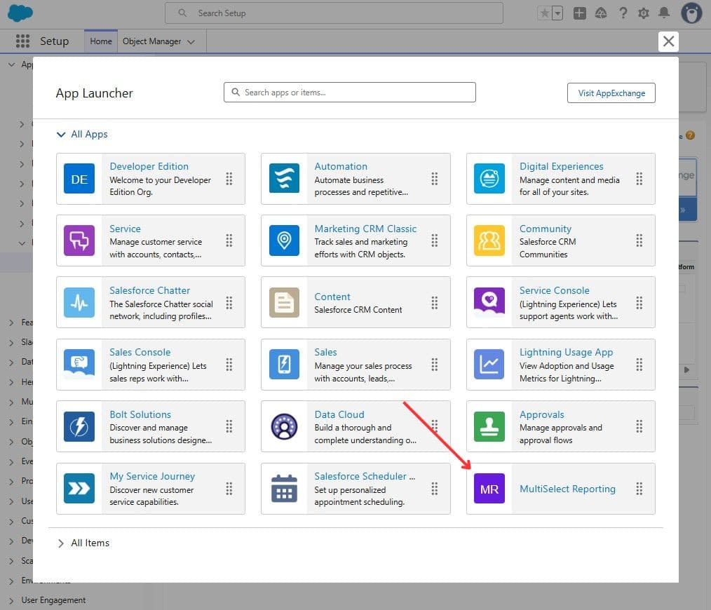 MultiSelect Reporting in App Launcher