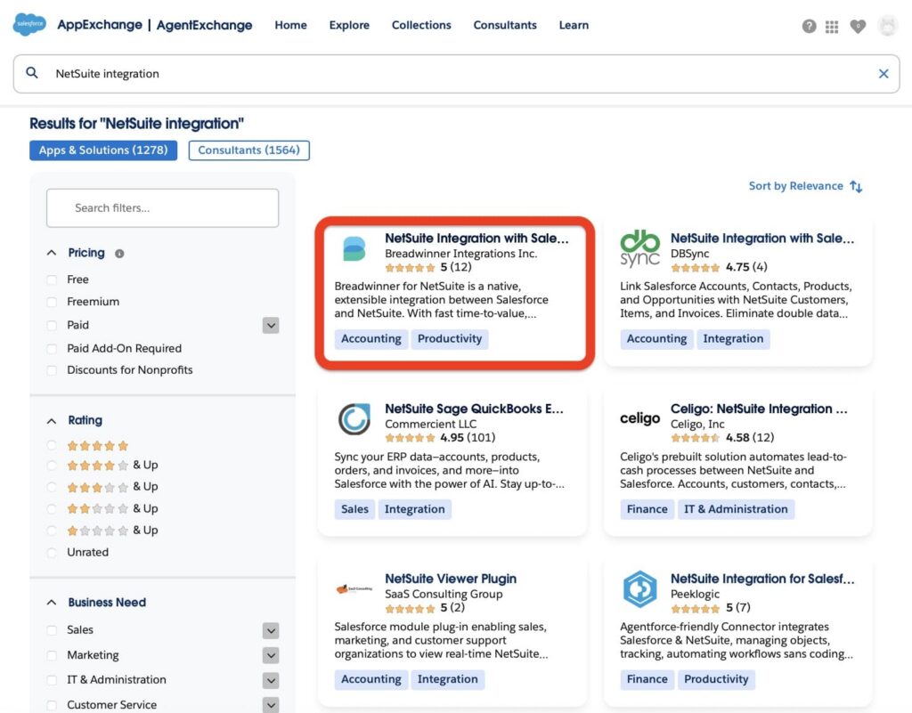 NetSuite Integration AppExchange