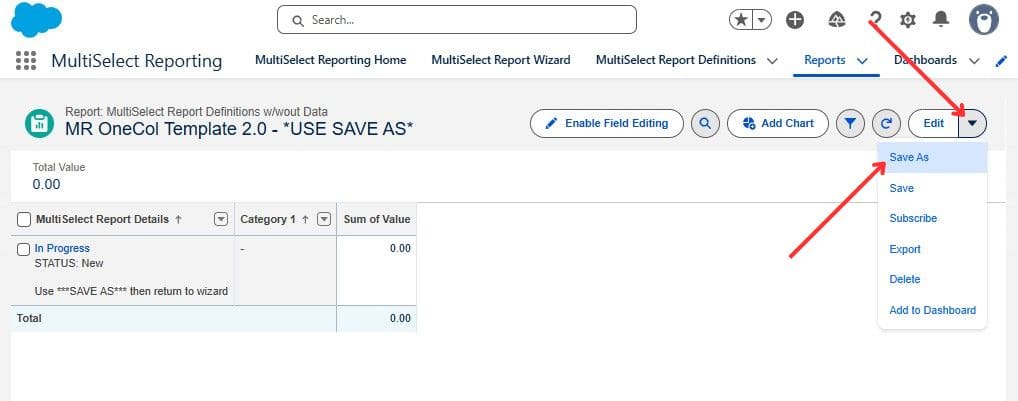 New report saving process