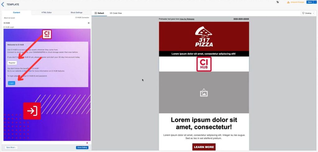 Register or log in to the CI HUB account