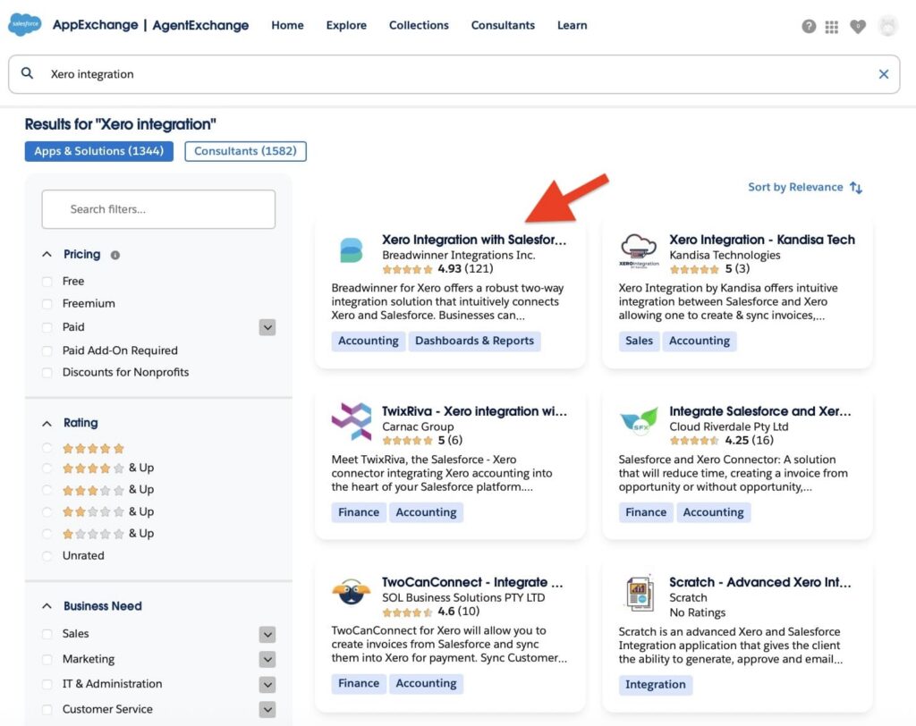 Xero Integration on AppExchange