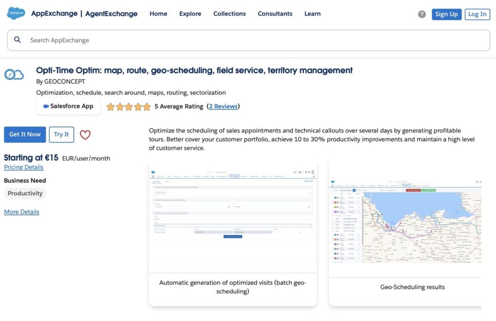 Opti-Time Optim- map, route, geo-scheduling, field service, territory management