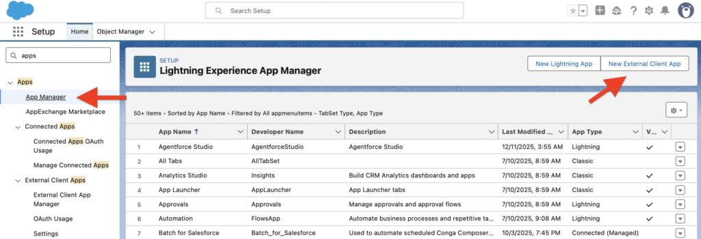 New External Client App